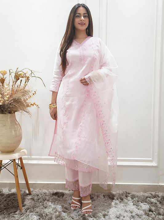 Swarnika Women's Viscose Roman Silk Kurta Set Ready to Wear Elegant Lightweight Soft Ethnic Outfit - FitVibe Fashion