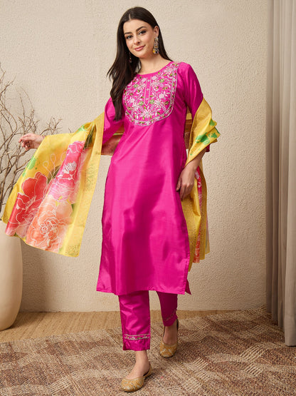 Lavanya Cotton Silk Kurta Set Elegant Embroidered Ready to Wear Outfit with Dupatta - FitVibe Fashion