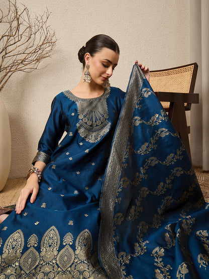 Malika Premium Kurta Set with Bottom and Dupatta Zari Work Comfortable Stylish - FitVibe Fashion