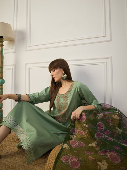 Trendy Pista Women Kurta and Pant Sets Viscose Rayon Fabric - FitVibe Fashion