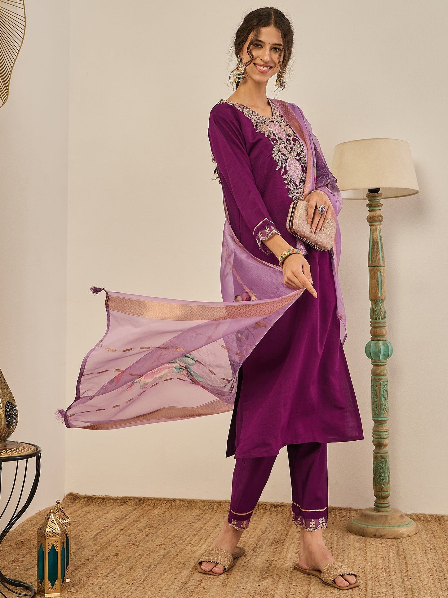 Yamini Women's Ready to Wear Viscose Rayon Silk Kurta Set Lightweight Soft Stylish Ethnic Outfit - FitVibe Fashion