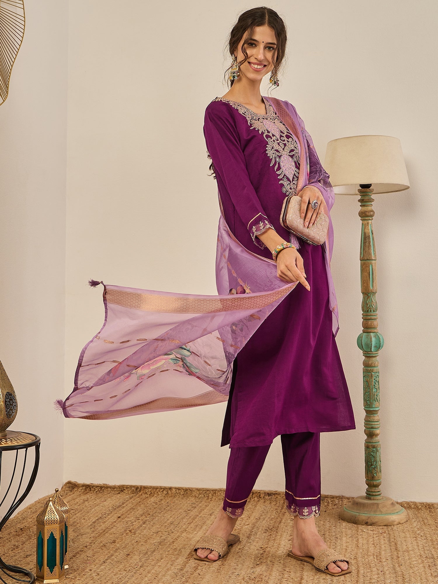 Yamini Women's Ready to Wear Viscose Rayon Silk Kurta Set Lightweight Soft Stylish Ethnic Outfit - FitVibe Fashion